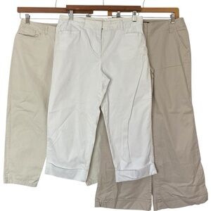 Bundle of 3: INC Tan Chinos, Charter Club White Capris, and Talbots Tan Capris